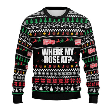 Firefighter Ugly Christmas Sweater - Where My Hose At