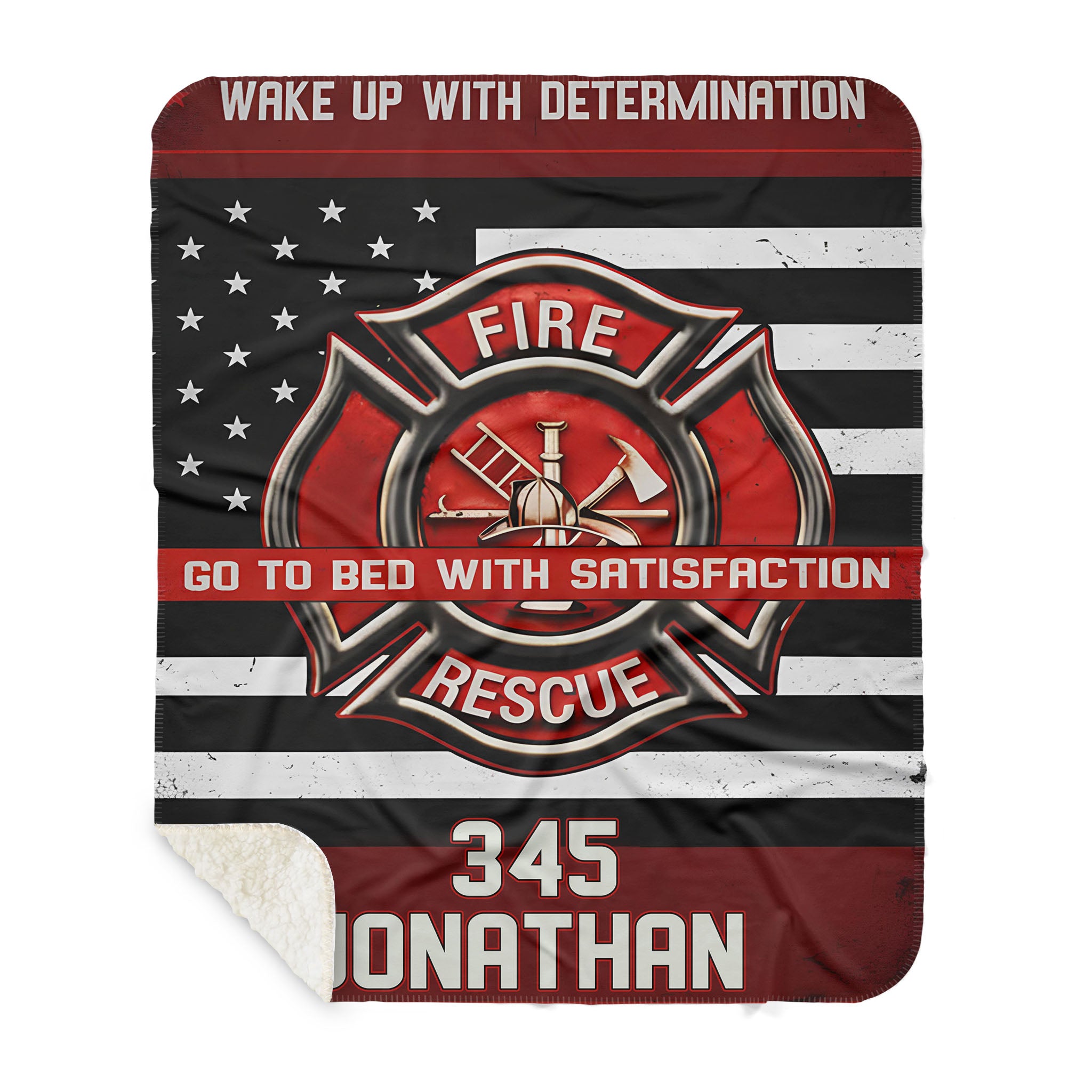 Couverture personnalisée pour pompiers - Motif drapeau américain