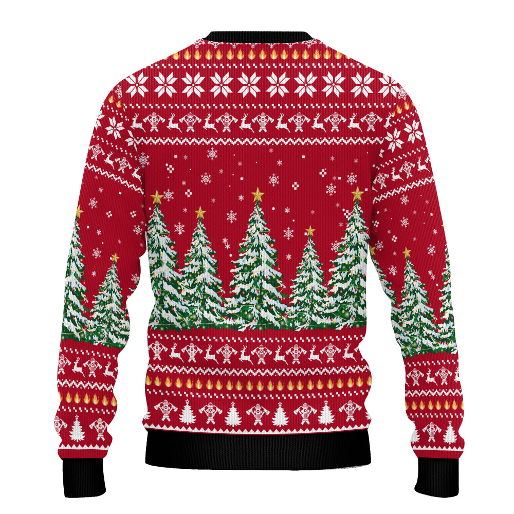 Firefighter Christmas Ugly Sweater - Santa Hat Fire Department Unisex Holiday Pullover