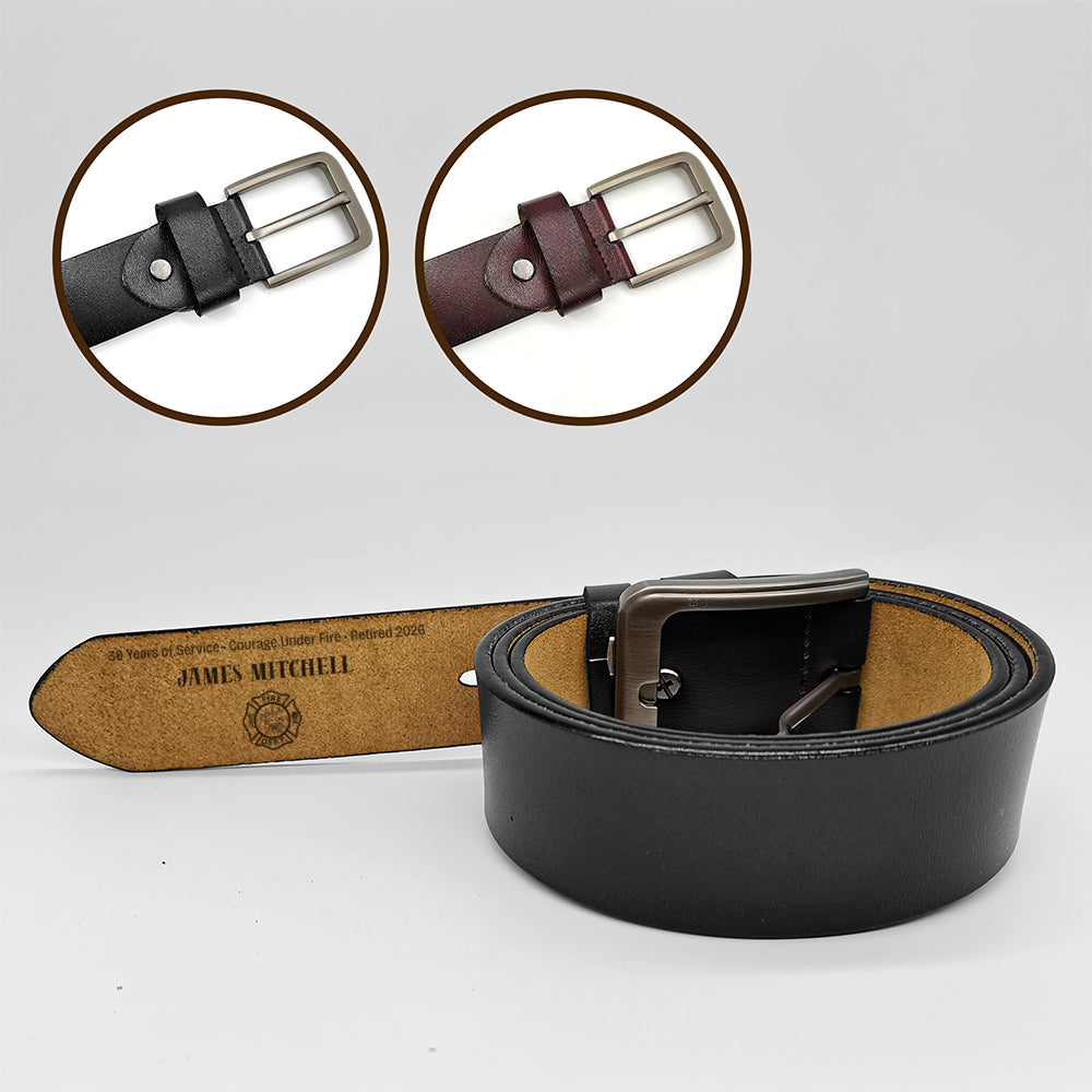 Personalized Firefighter Belt - Custom Retirement Engraved Leather Gift