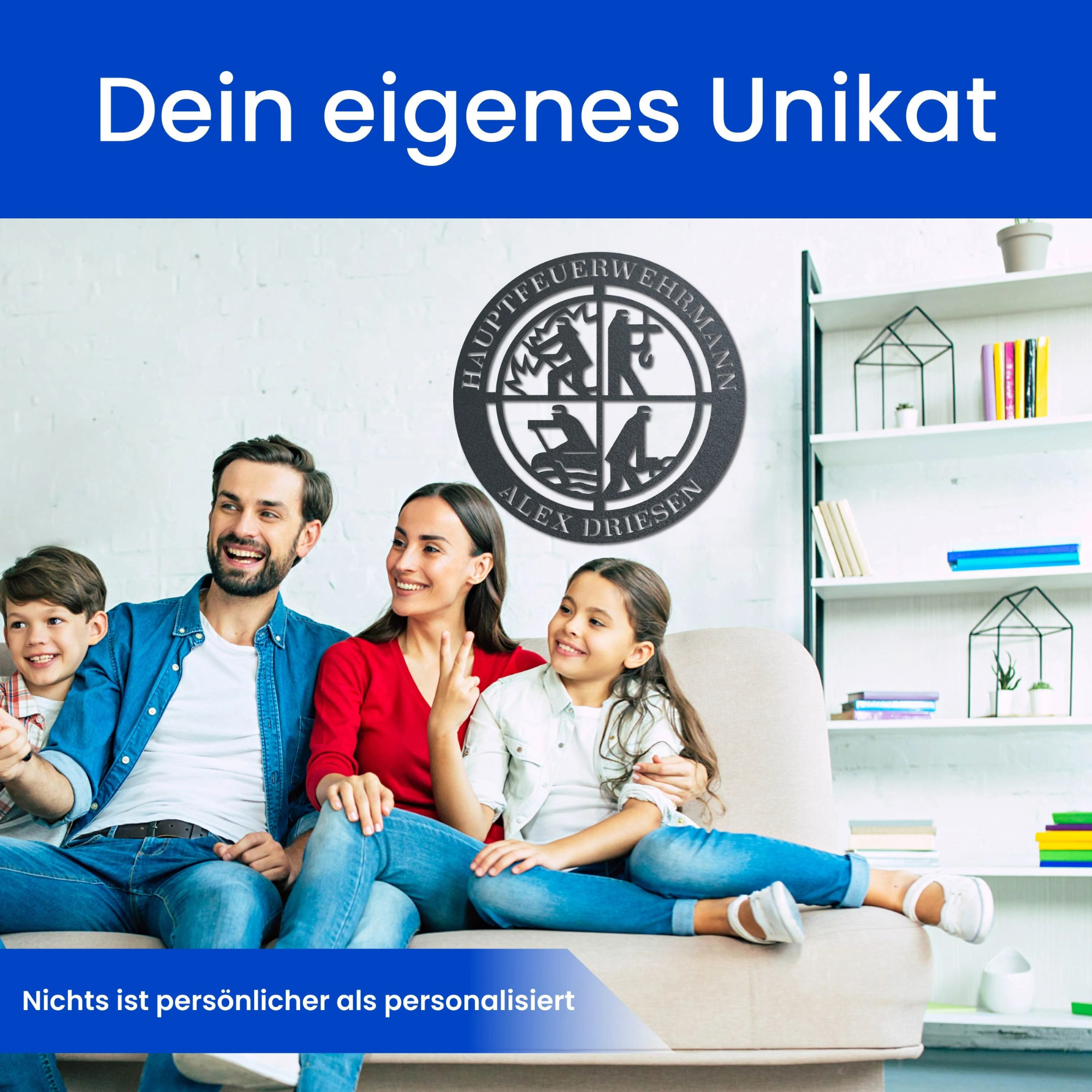 Personalisiertes Feuerwehrmann Metallschild - Wanddeko für Feuerwehrleute