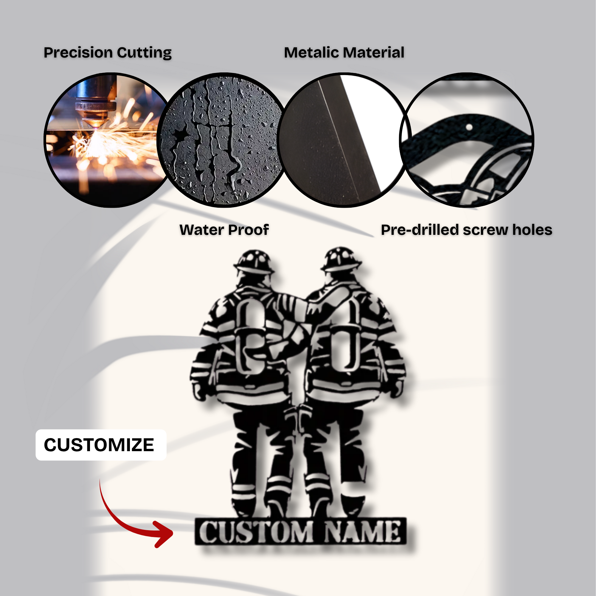 „Feuerwehrmann-Bruder steht“ – Individuelles Metallschild – Personalisierte Wanddekoration