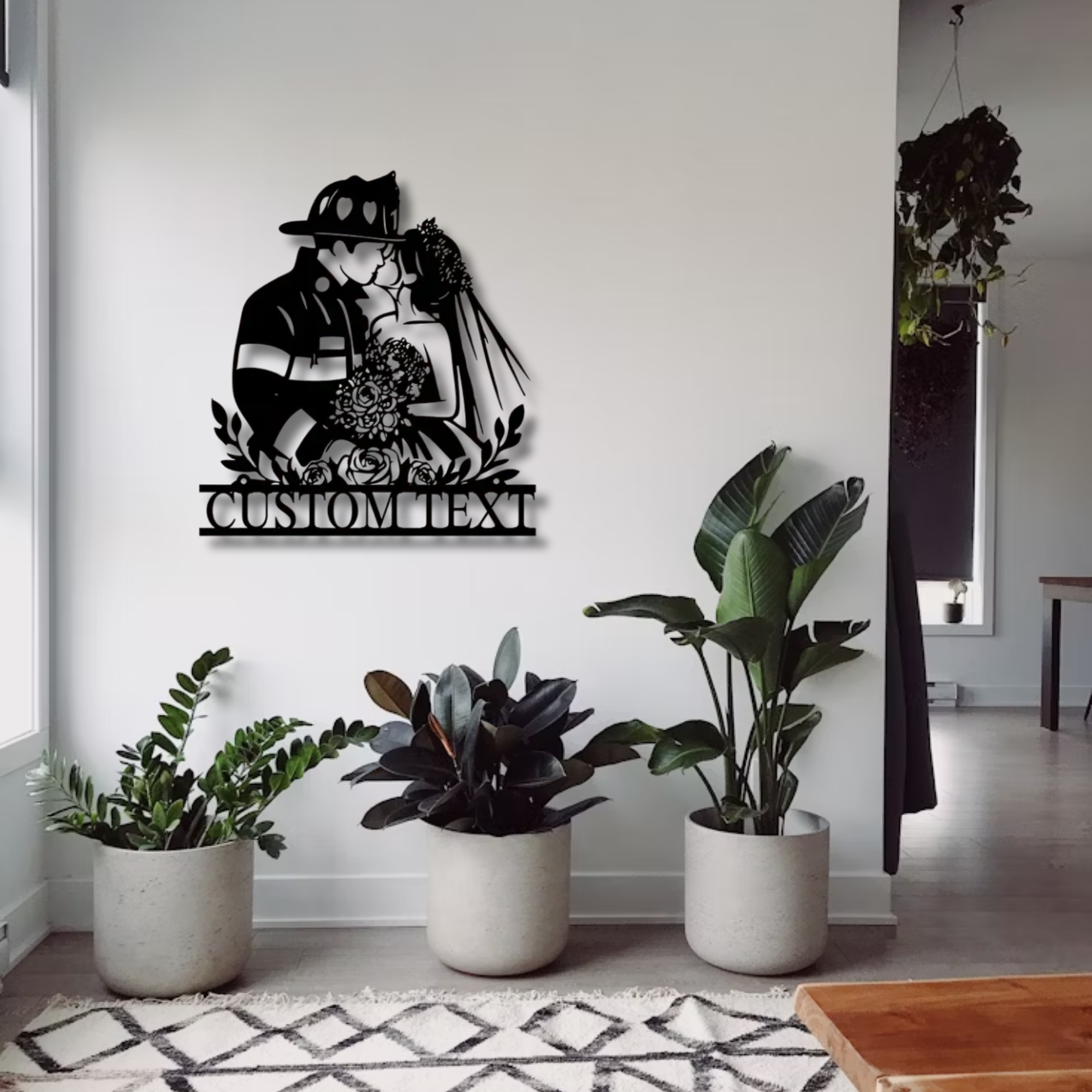 Firefighter Wedding Couple Custom Metal Sign - Personalized Wall Art