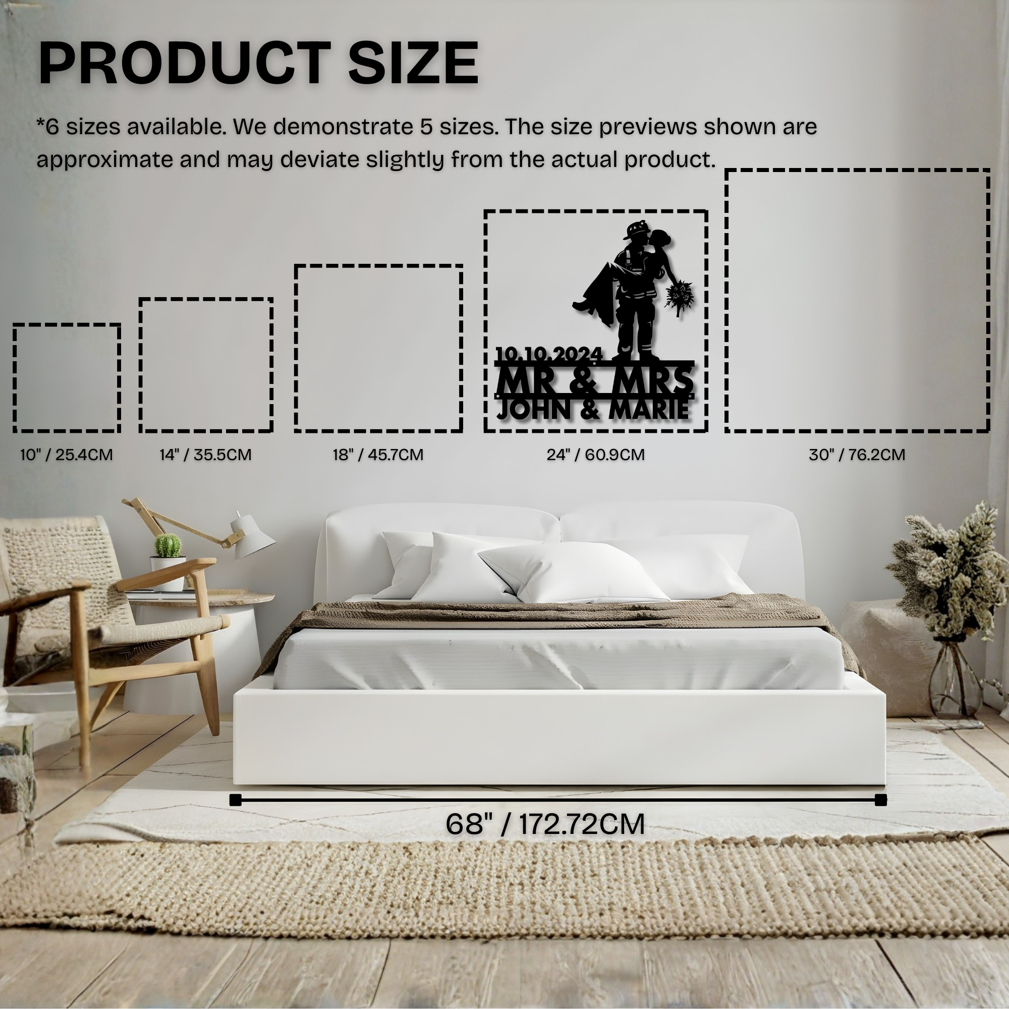 Firefighter Couple Wedding Metal Sign - Custom with Names and Date