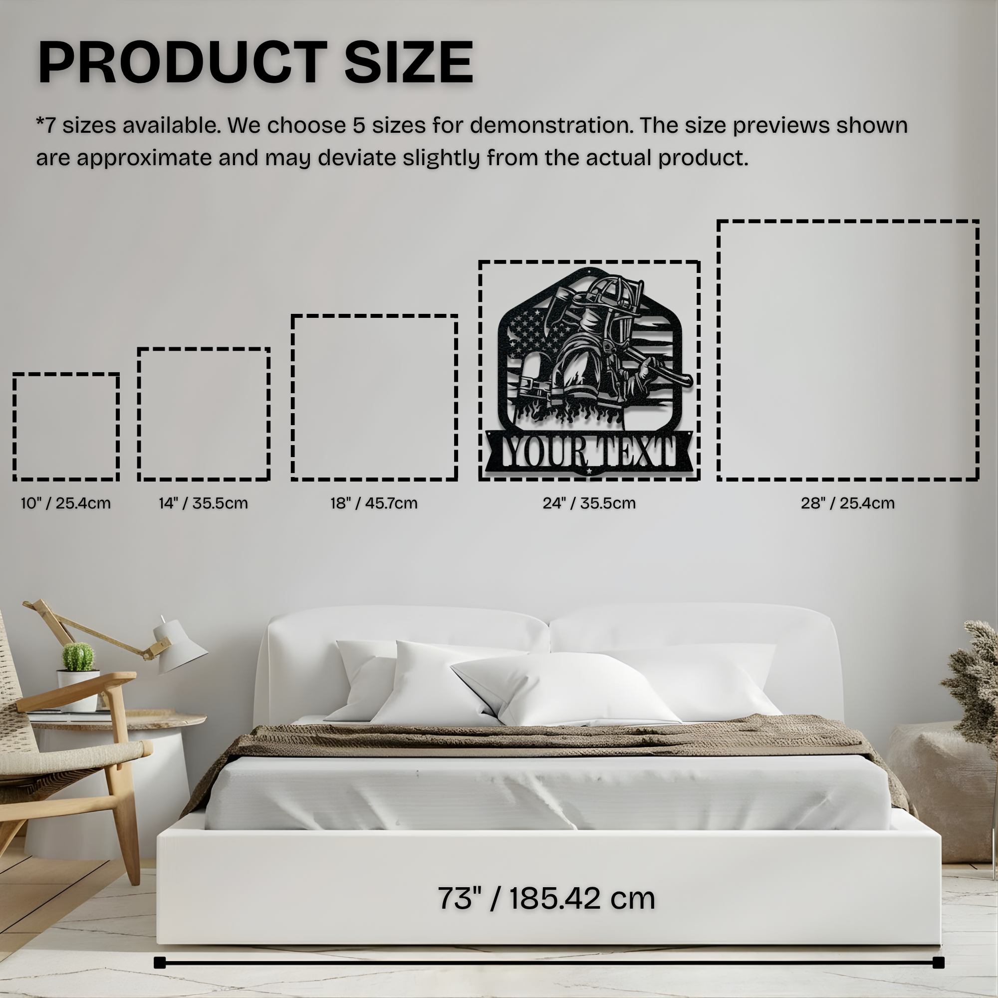 Standing Firefighter With Axe Custom Name Metal Sign - Personalized Fire Department Wall Art