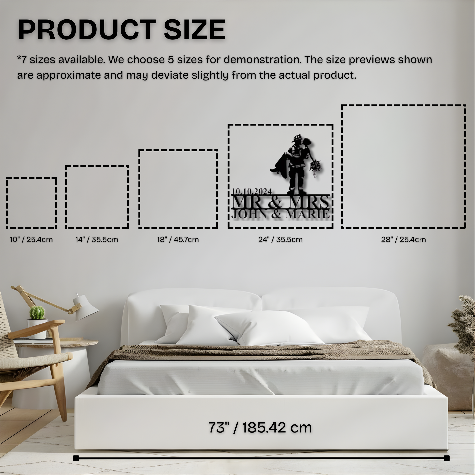 Firefighter Groom Kissing Bride Custom Metal Sign - Personalized Wall Art