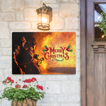 Firefighter Fight Fire - Christmas Metal Sign