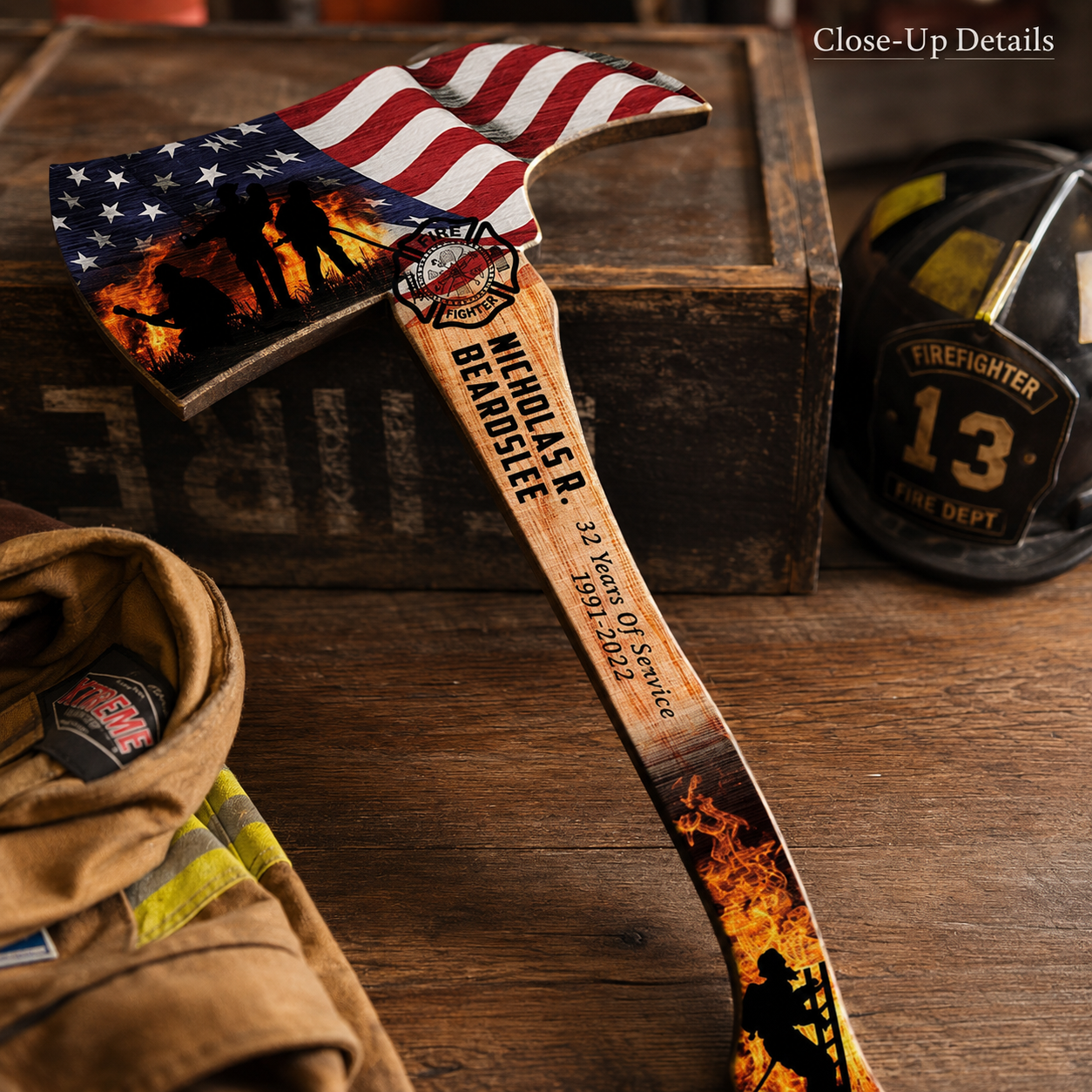 Custom Firefighter Axe Wood Sign - Gifts for FireFighter Colleagues Friends Family