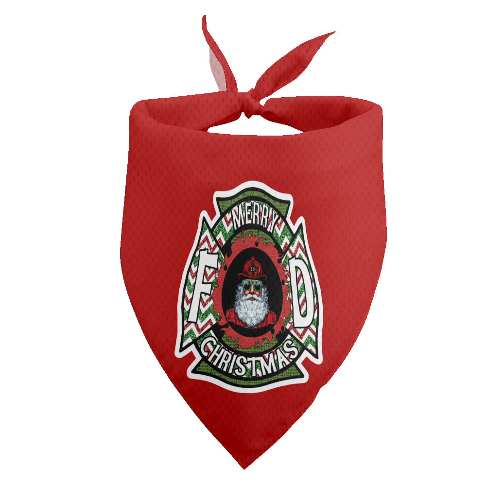 Hundehalstuch mit Weihnachtsmann-Logo der Feuerwehr – Rotes Kopftuch für Feuerwehrleute