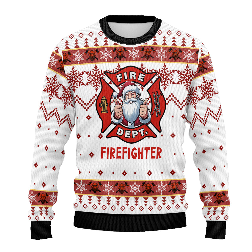 Firefighter Ugly Christmas Sweater - Santa Fire Dept