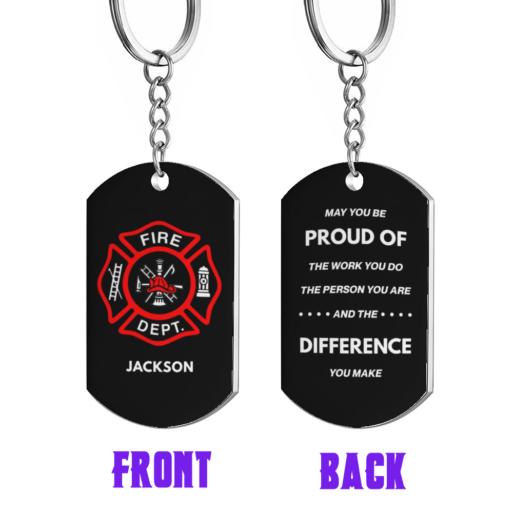 Personalisierter Feuerwehr-Schlüsselanhänger mit Namen 