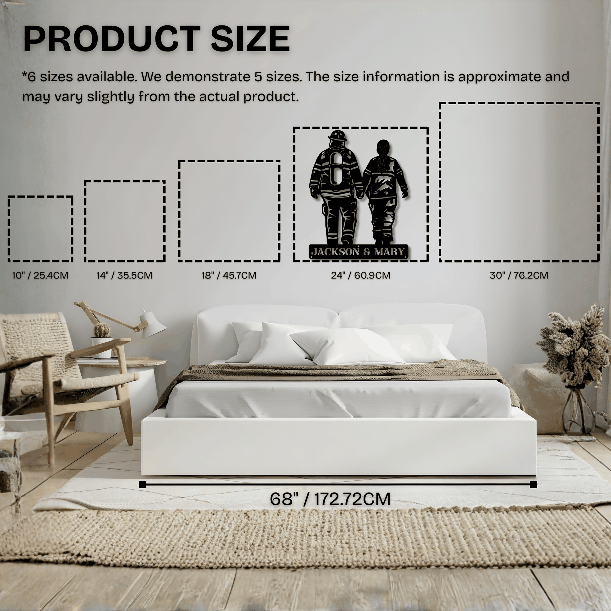 Personalized Firefighter Couple Metal Sign - Custom Names Wall Art