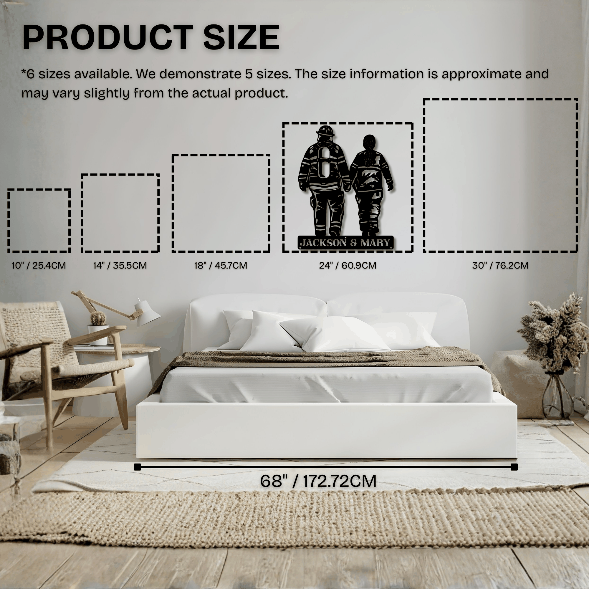 Personalized Firefighter Couple Metal Sign - Custom Names Wall Art