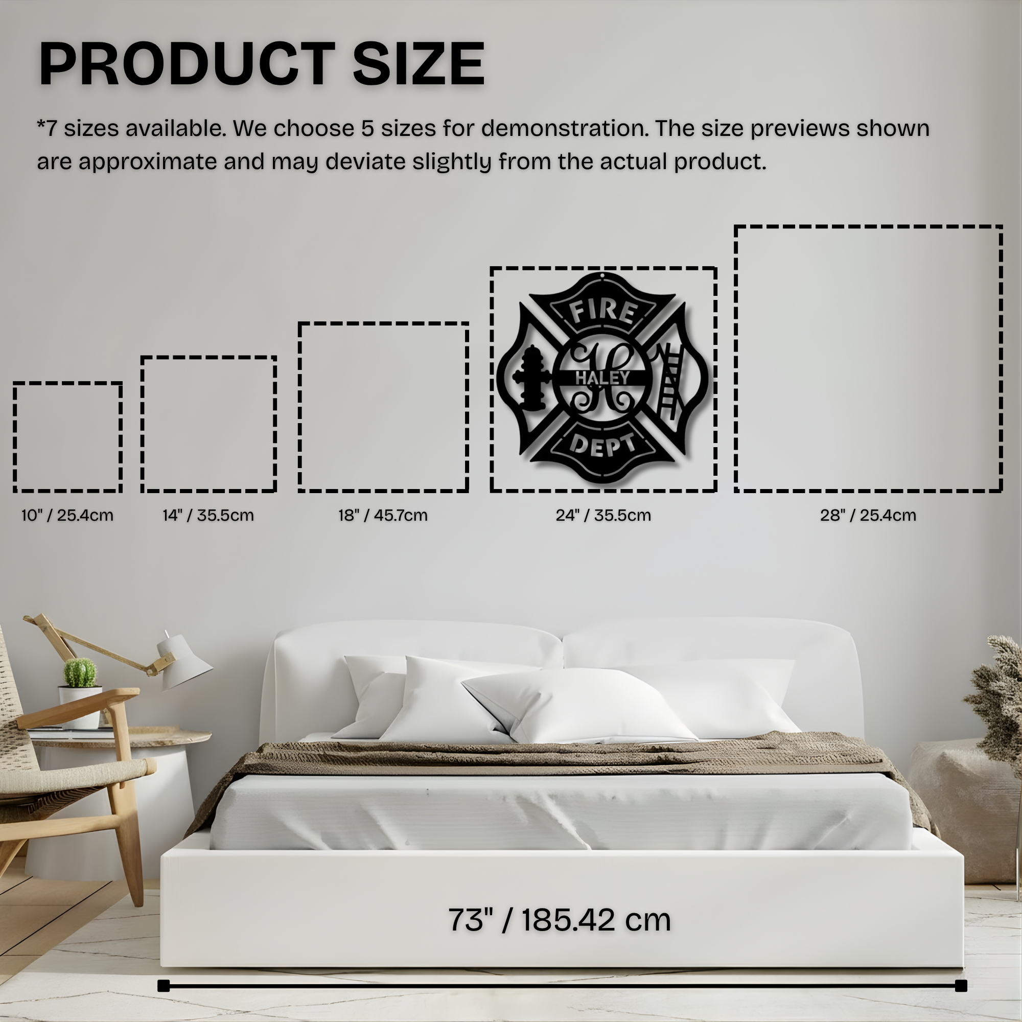 Ornate Maltese Cross Fire Badge Custom Name Metal Sign - Personalized Wall Art