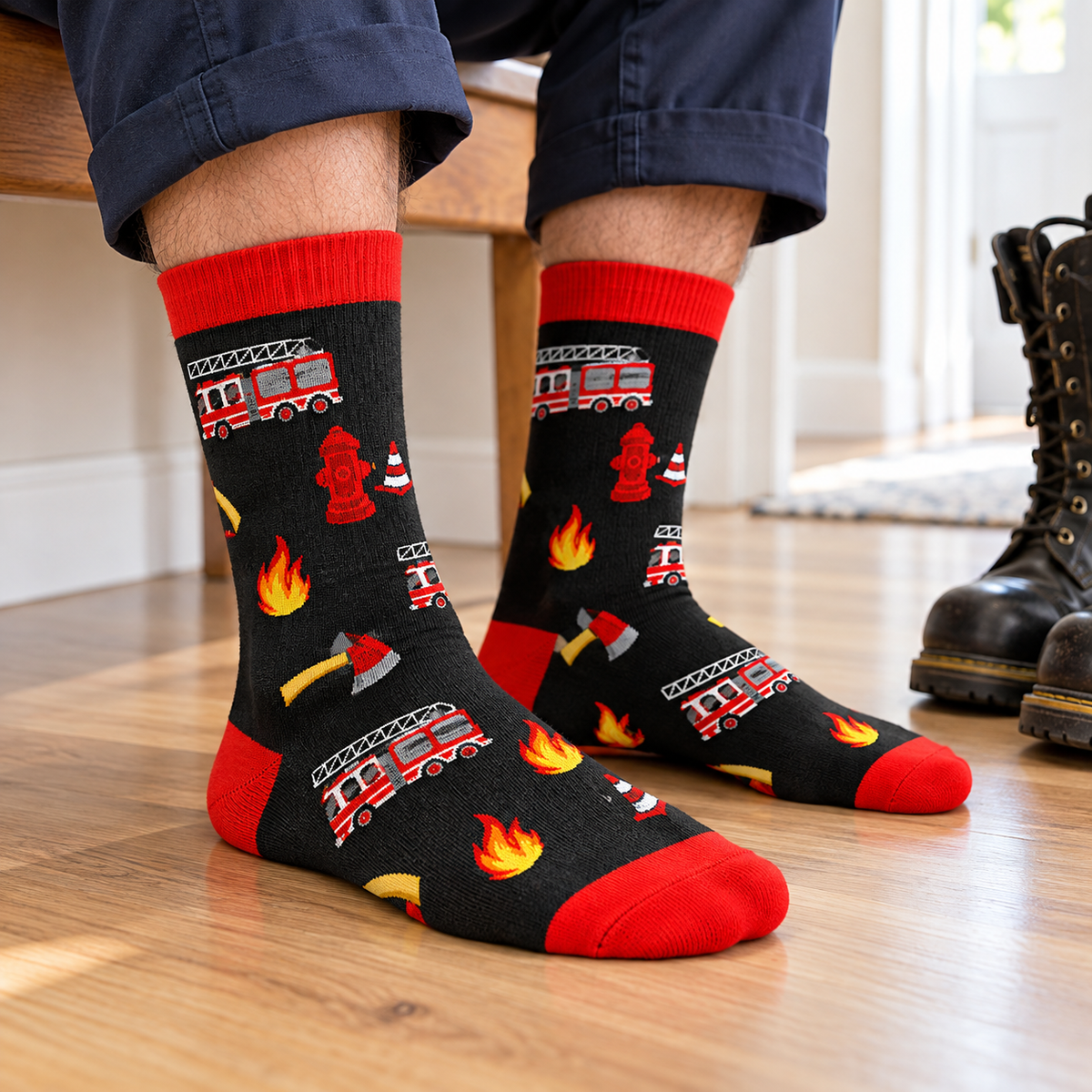 Funny Firefighter Crew Socks | This Fireman Is Off Duty