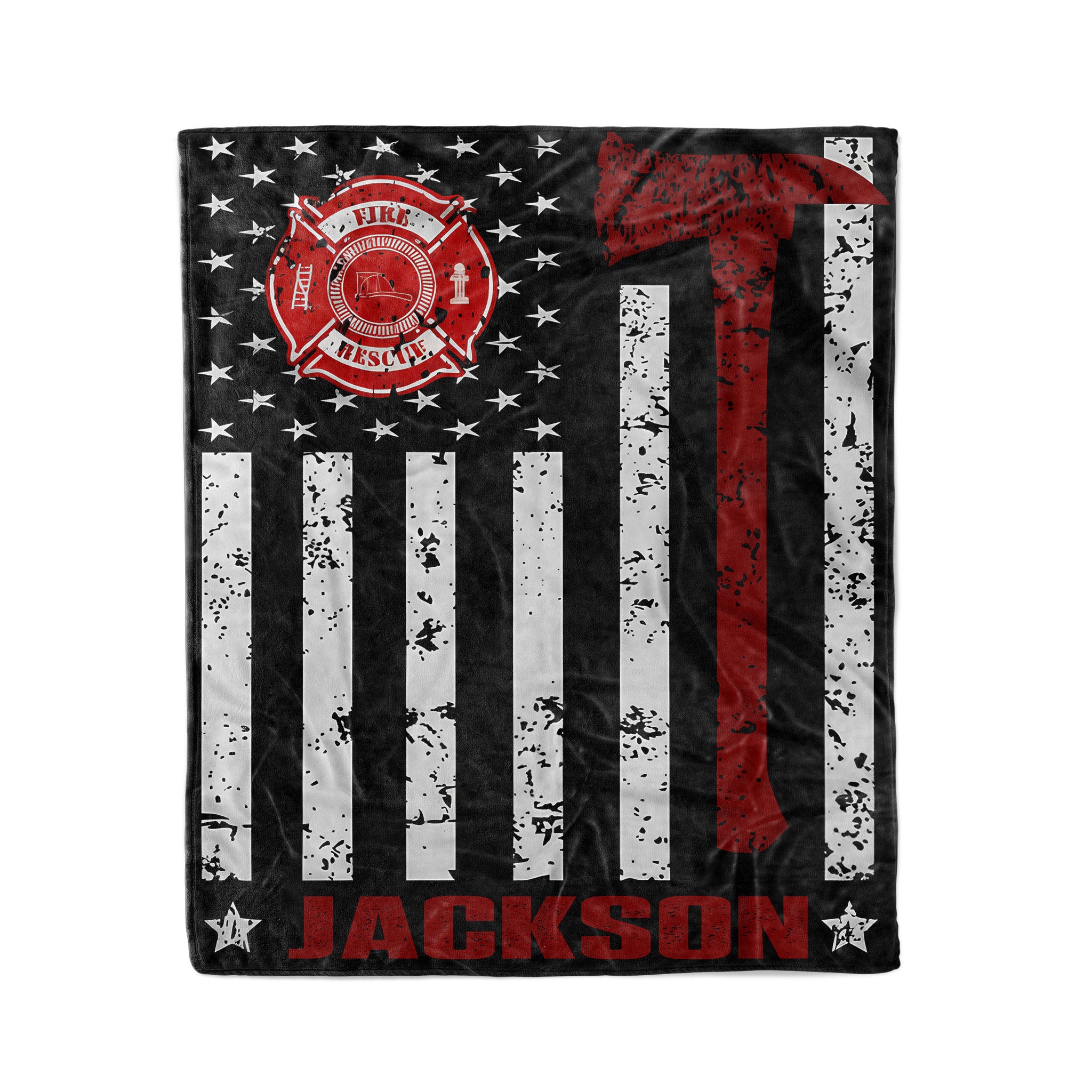 Couverture personnalisée pour pompier - Drapeau de la Ligne Rouge - Nom personnalisé