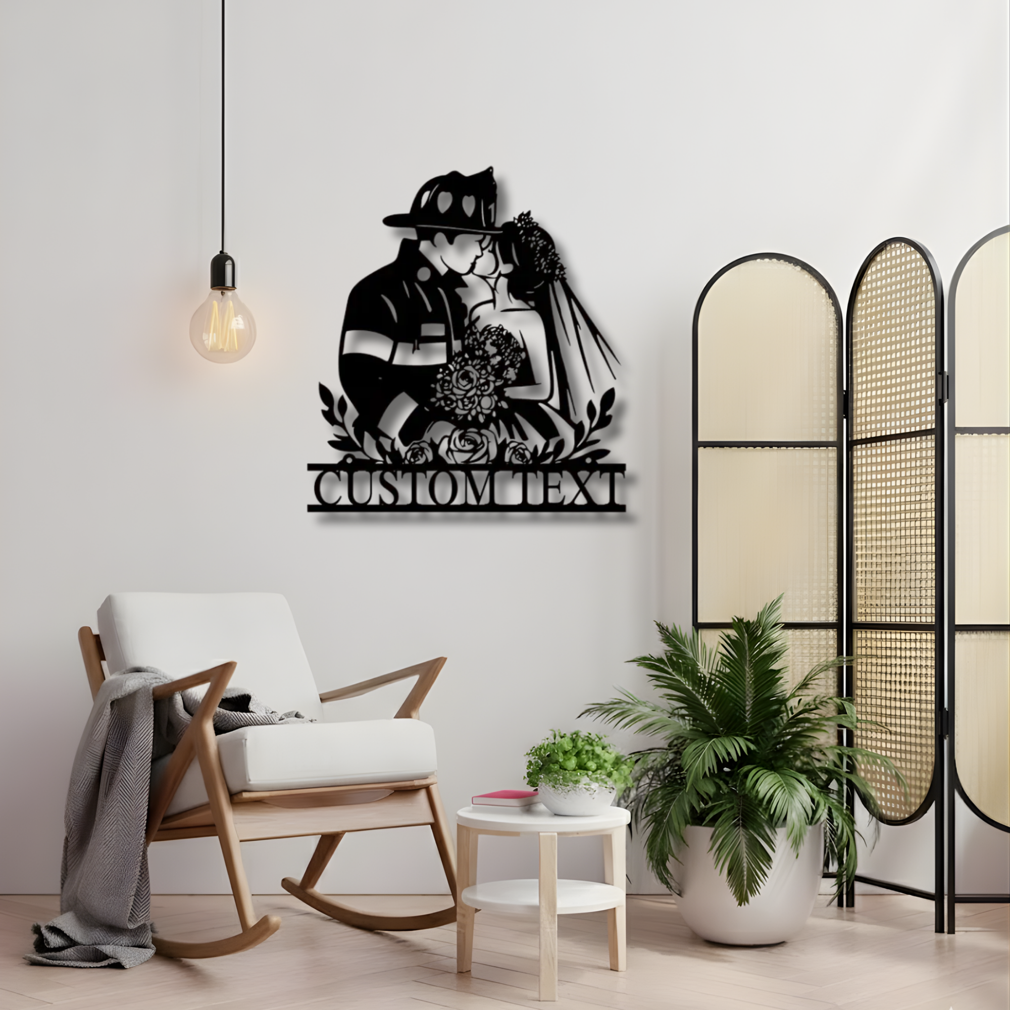 Firefighter Wedding Couple Custom Metal Sign - Personalized Wall Art