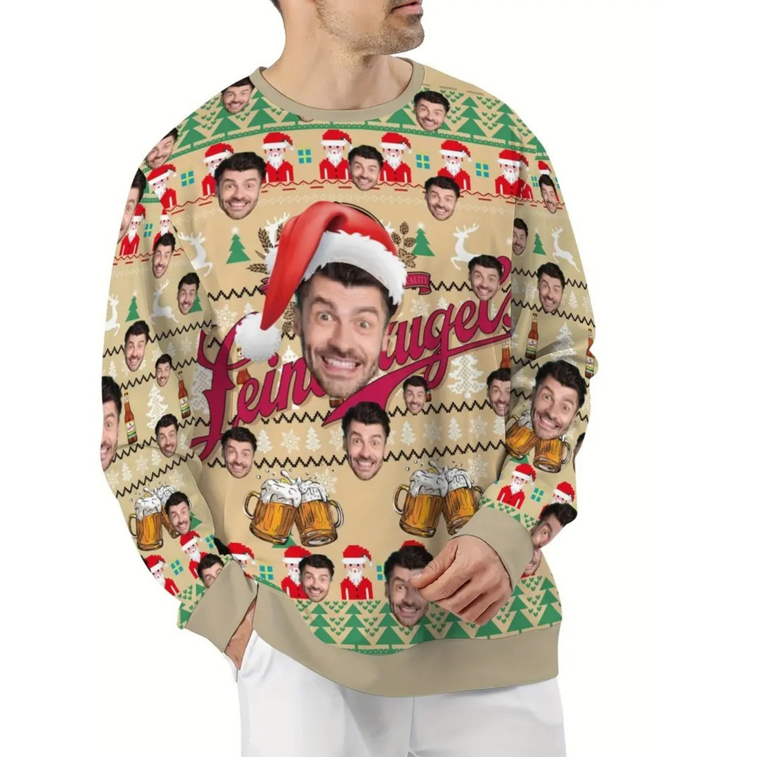 Custom Face Ugly Christmas Sweater - Personalized Photo