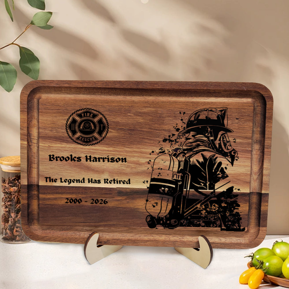 Firefighter Retirement Cutting Board - The Legend Has Retired Custom Wood