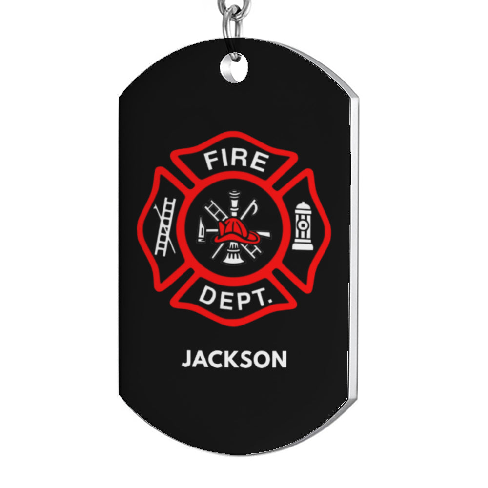 Personalisierter Feuerwehr-Schlüsselanhänger mit Namen 
