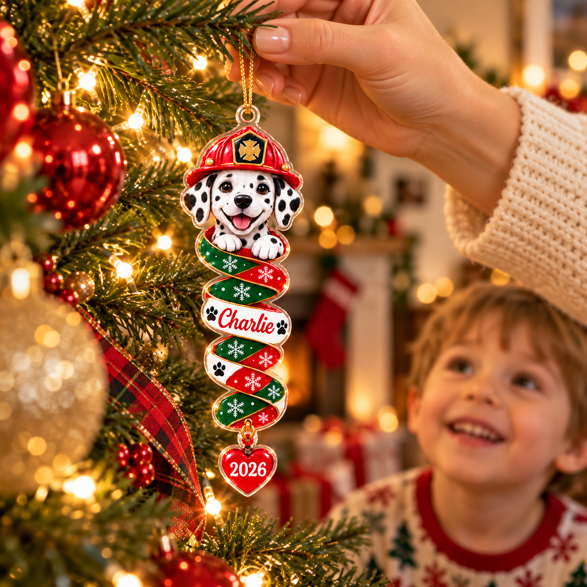 Personalized Acrylic Firefighter Christmas Ornament – Custom Name