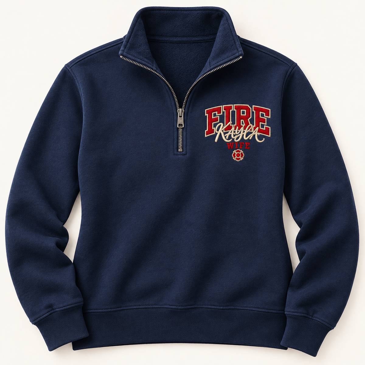 Personalized Fire Wife Quarter-Zip Sweatshirt – Firefighter Wife Gift