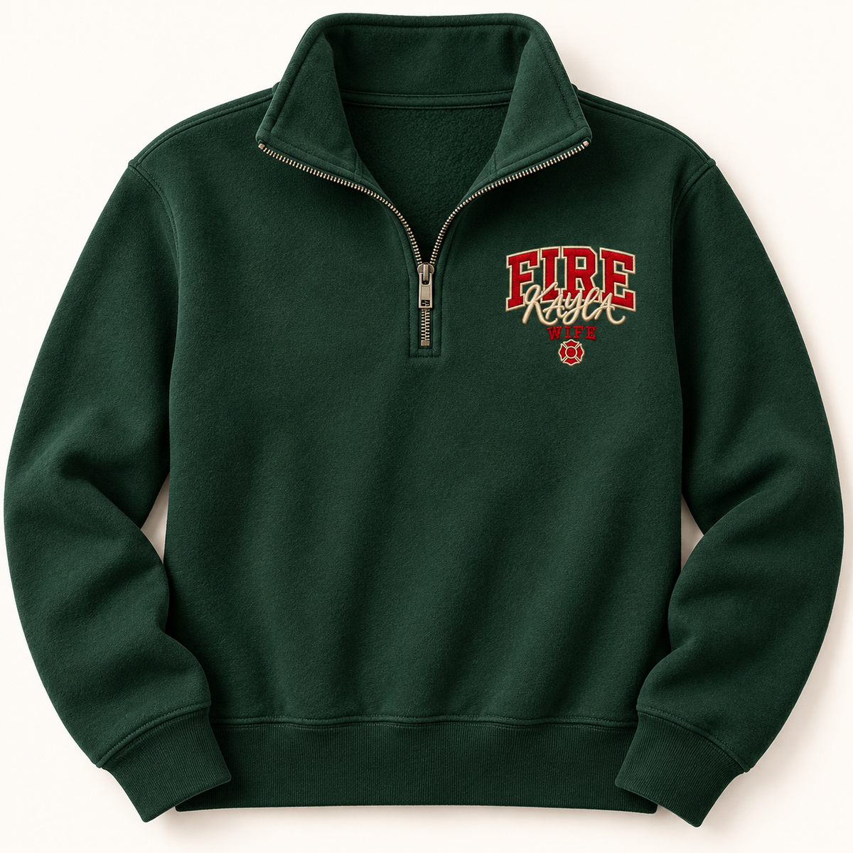 Personalized Fire Wife Quarter-Zip Sweatshirt – Firefighter Wife Gift