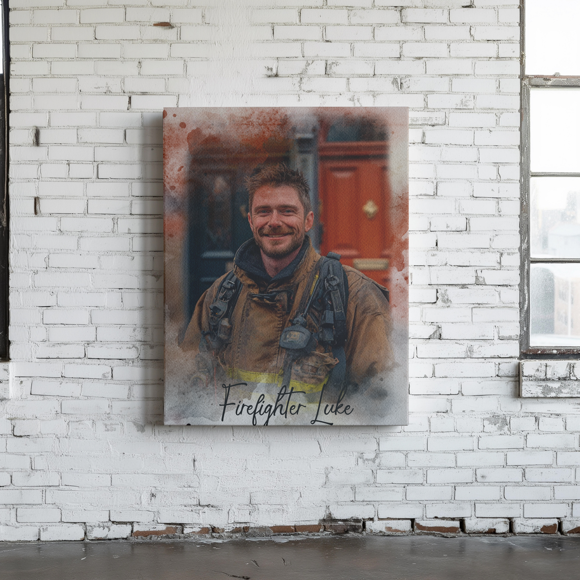 Firefighter Canvas Wall Art 1.25" - Custom Portrait Painting Gift