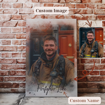 Firefighter Canvas Wall Art 1.25" - Custom Portrait Painting Gift