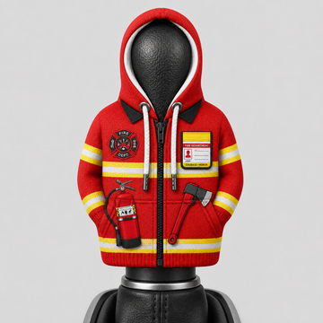 Firefighter Gear Shift Hoodie Cover – Red Mini Car Shifter Knob Protector