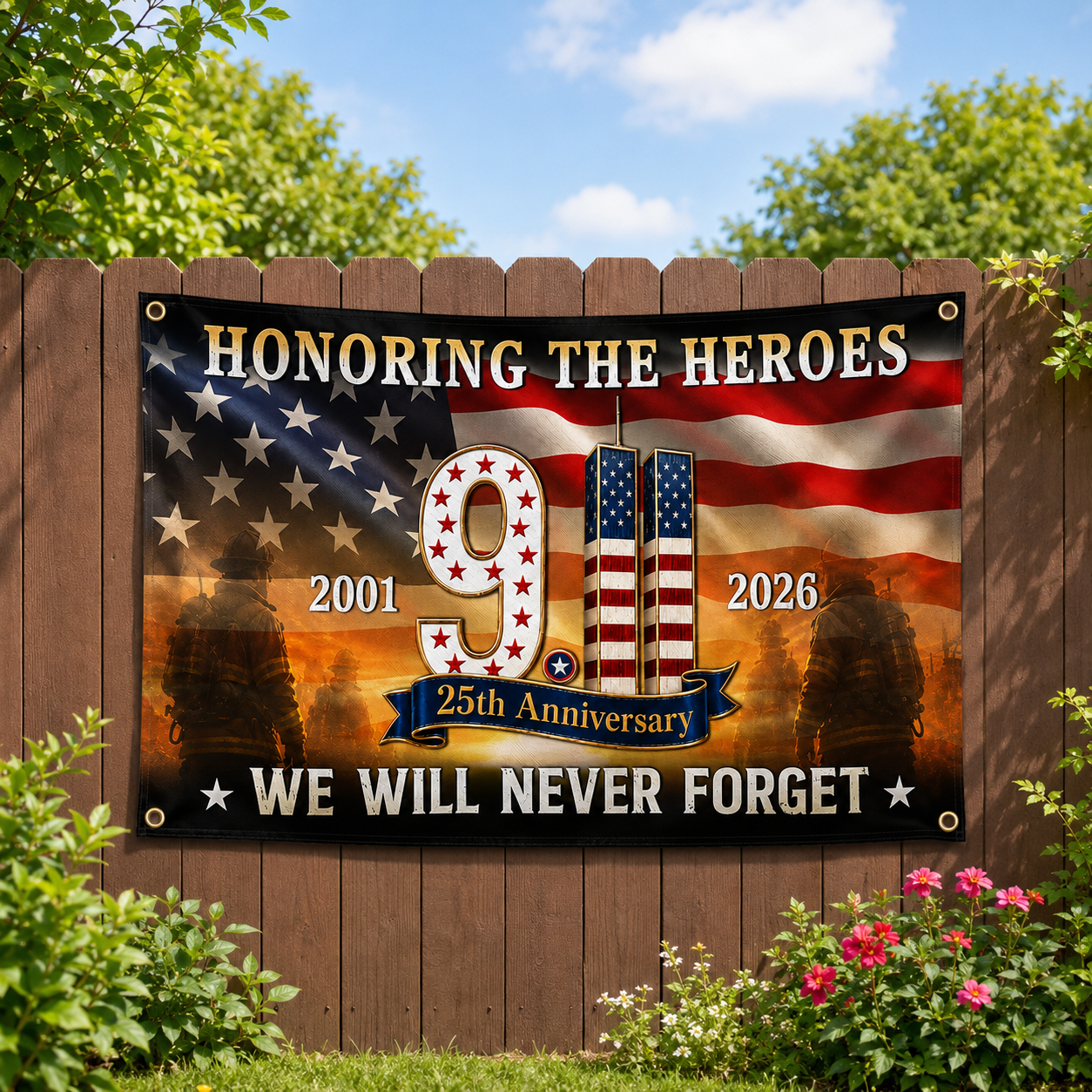 Honoring The Heroes 9/11 25th Anniversary – 9/11 Memorial Grommet Flag