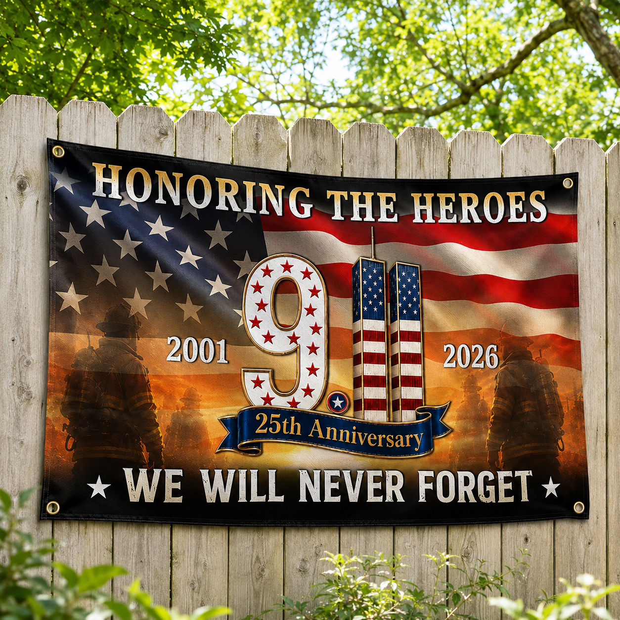 Honoring The Heroes 9/11 25th Anniversary – 9/11 Memorial Grommet Flag