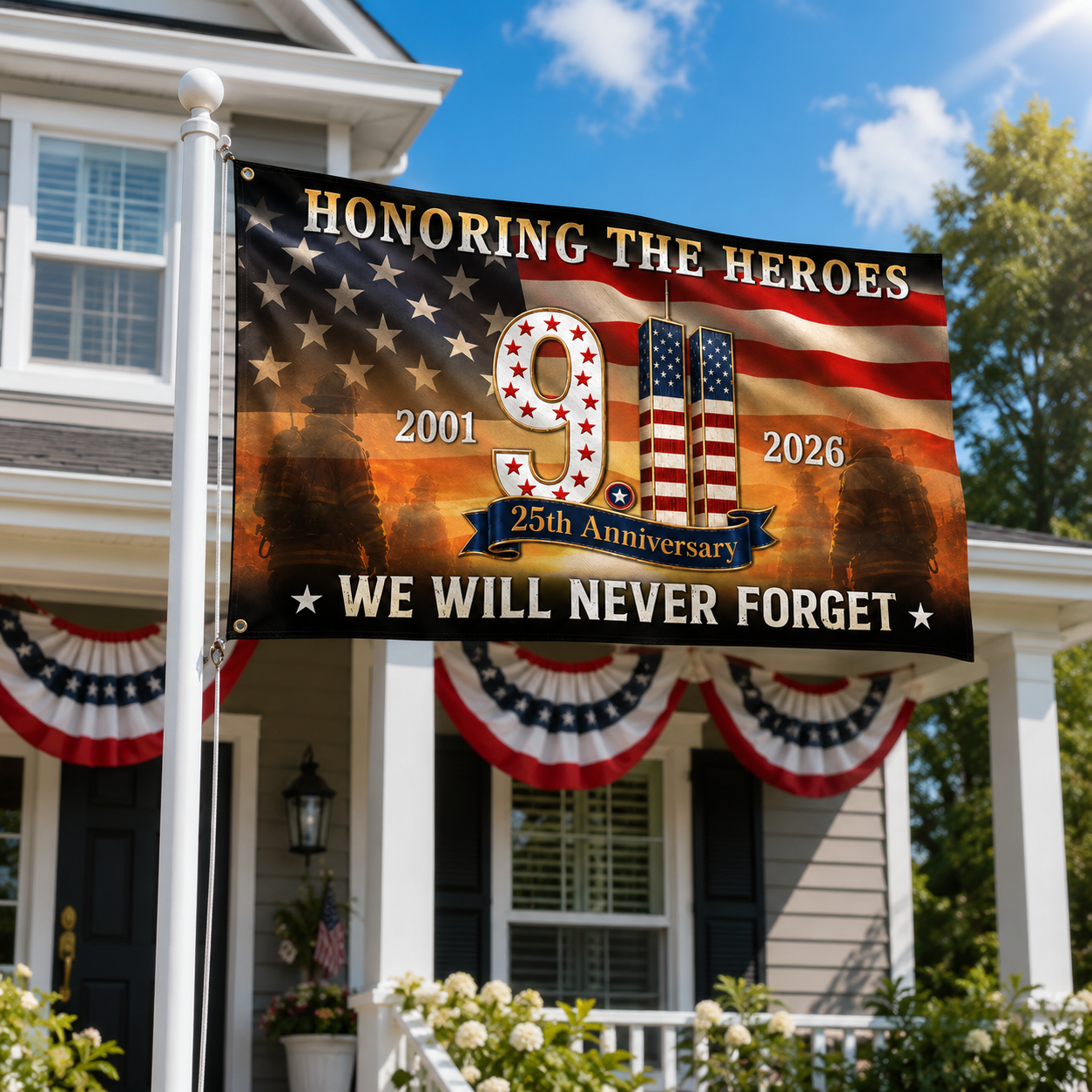 Honoring The Heroes 9/11 25th Anniversary – 9/11 Memorial Grommet Flag