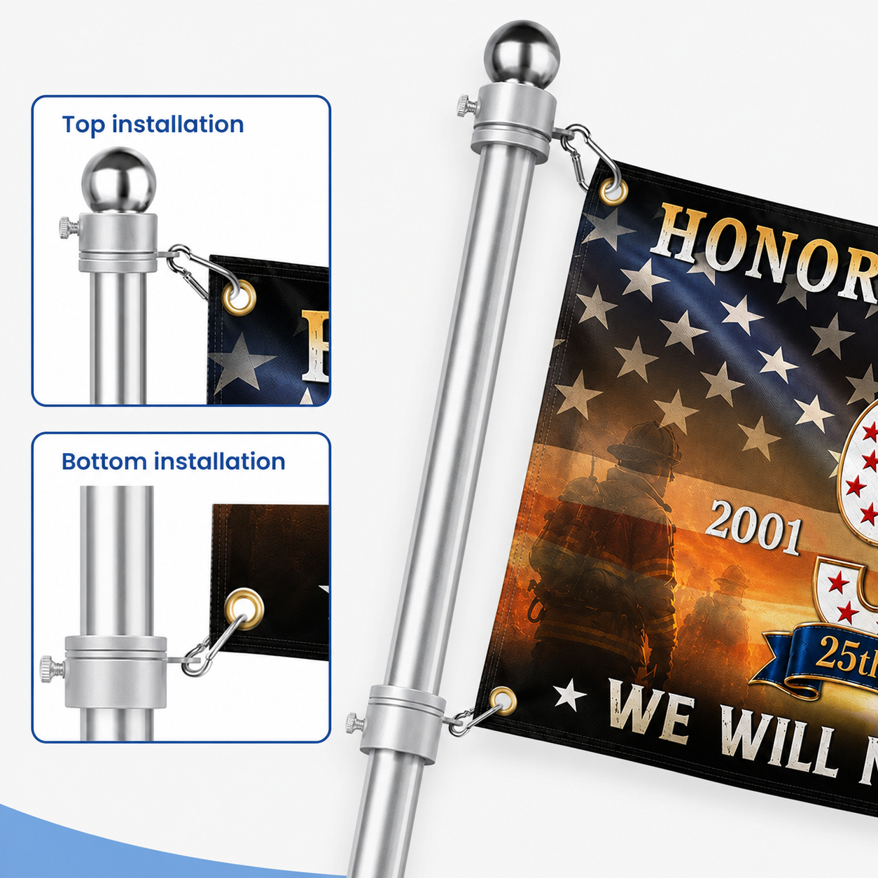 Honoring The Heroes 9/11 25th Anniversary – 9/11 Memorial Grommet Flag