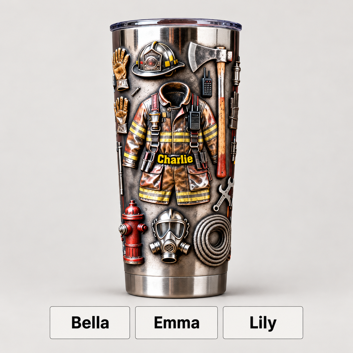 Proud Firefighter Personalized 20oz Tumbler | Custom Name Fire Rescue Insulated Cup