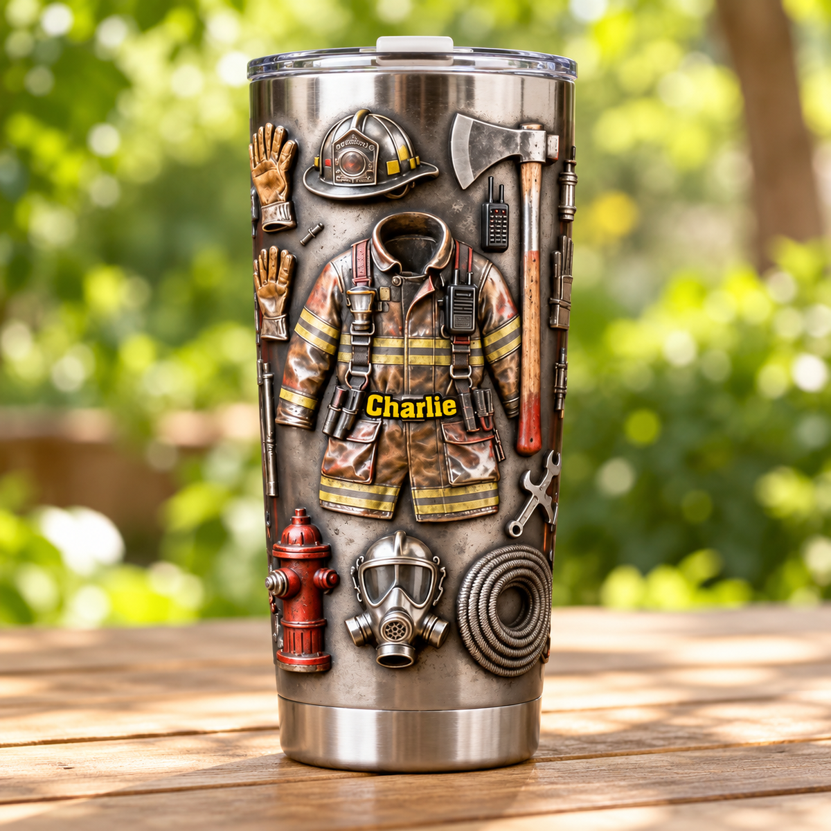 Proud Firefighter Personalized 20oz Tumbler | Custom Name Fire Rescue Insulated Cup