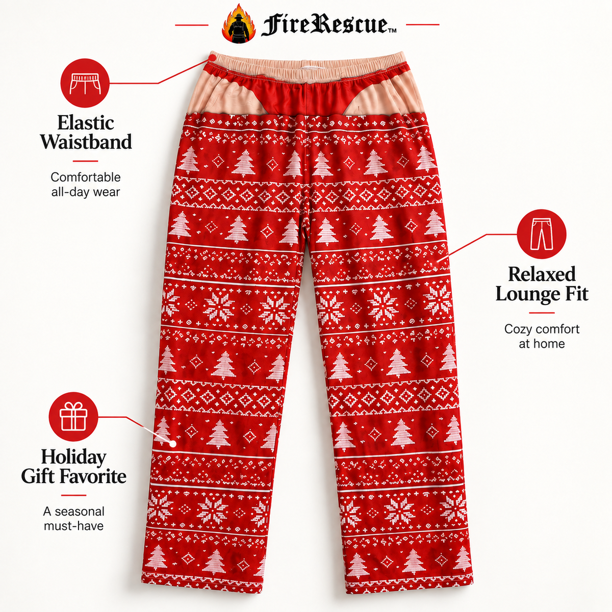 Funny Firefighter Christmas Pajama Pants | Holiday PJs for First Responders