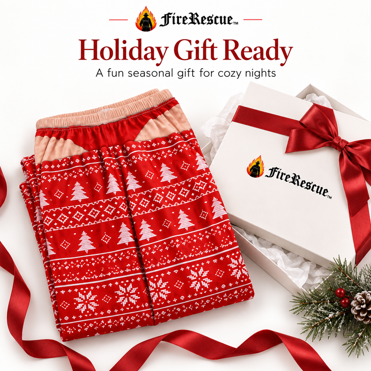 Funny Firefighter Christmas Pajama Pants | Holiday PJs for First Responders