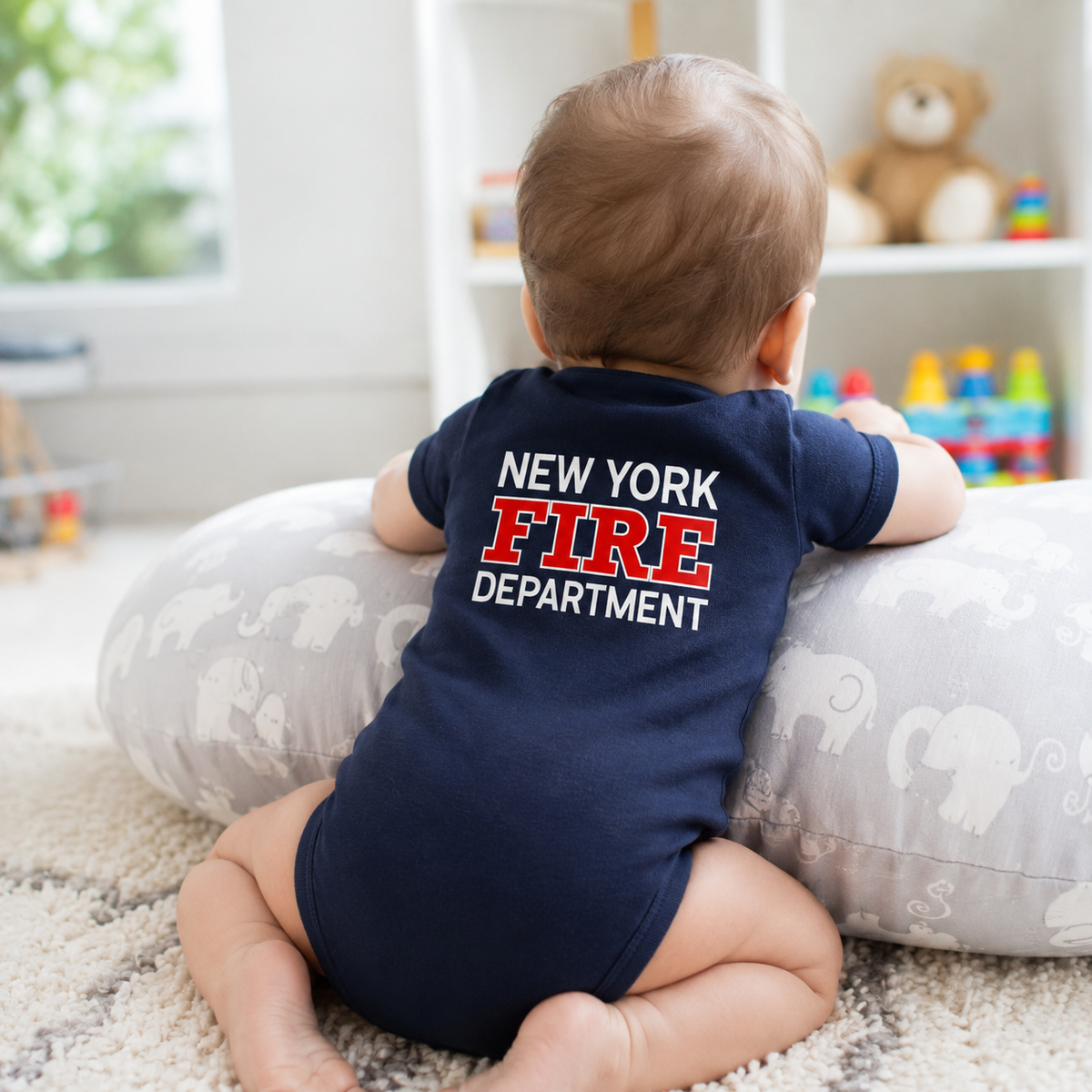 Firefighter Baby Bodysuit with Maltese Cross - Custom Name Front & Optional Back