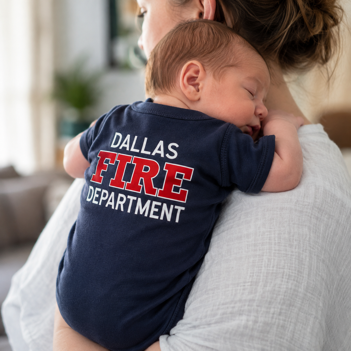 Firefighter Baby Bodysuit with Maltese Cross - Custom Name Front & Optional Back