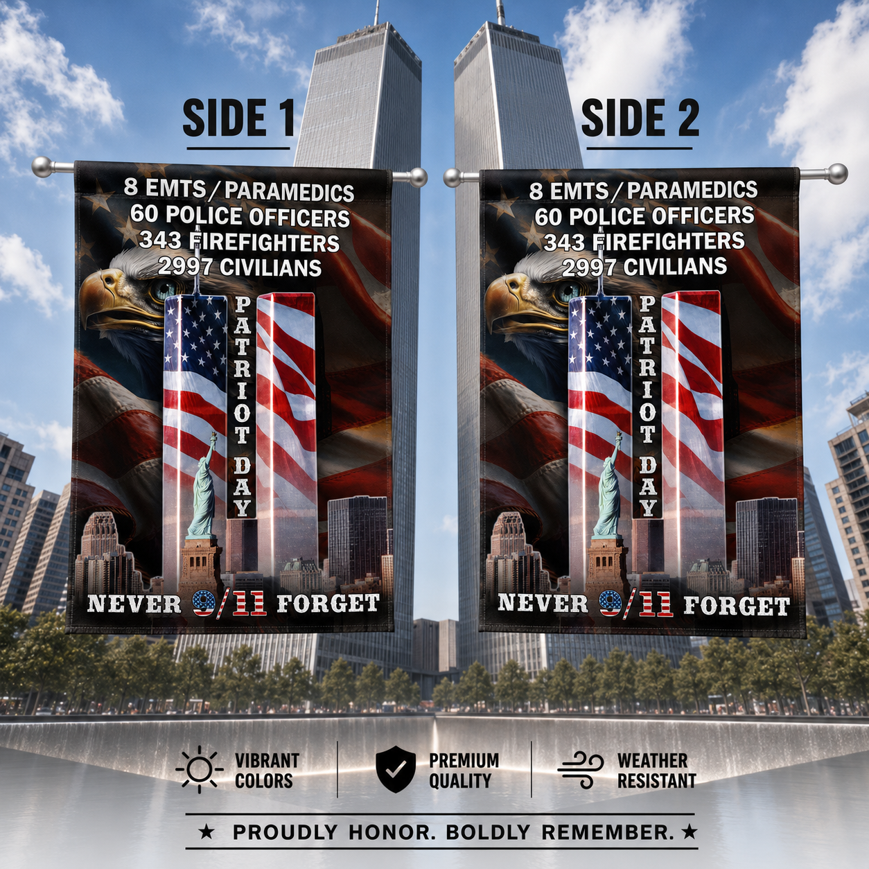 Patriot Day Never Forget 9/11 – First Responders Memorial Flag