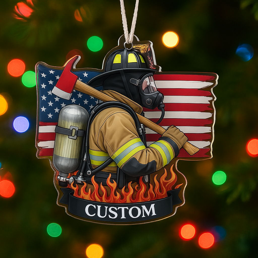 Custom Acrylic Christmas Ornament with American Flag