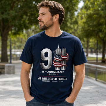 9/11 25th Anniversary Memorial T-Shirt, We Will Never Forget September 11 2001 TShirt