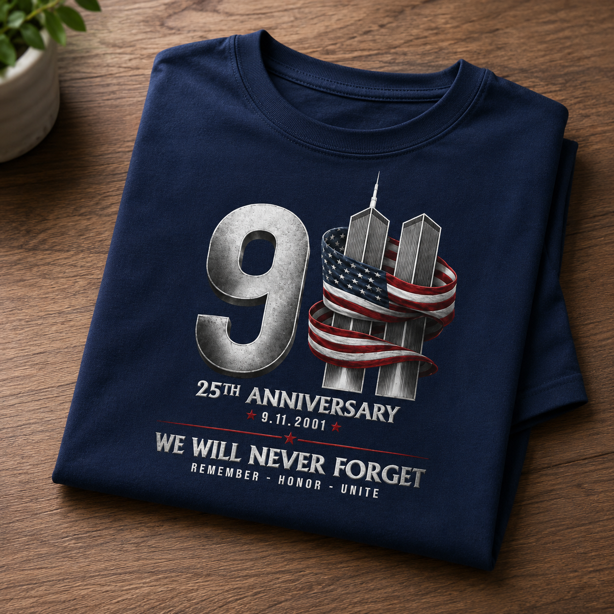 9/11 25th Anniversary Memorial T-Shirt, We Will Never Forget September 11 2001 TShirt