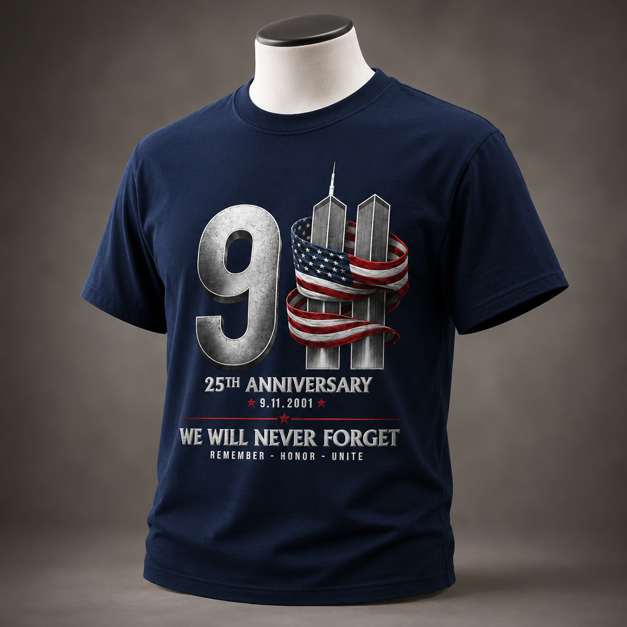 9/11 25th Anniversary Memorial T-Shirt, We Will Never Forget September 11 2001 TShirt