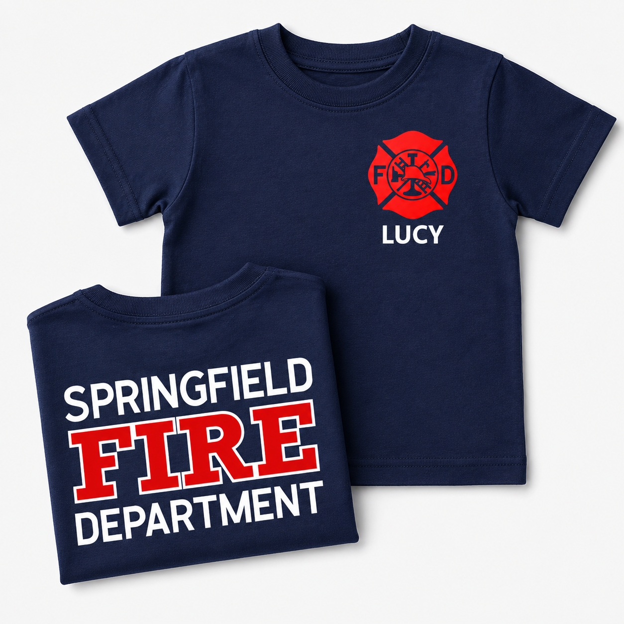 Firefighter Toddler Tshirt with Maltese Cross - Custom Name Front & Optional Back
