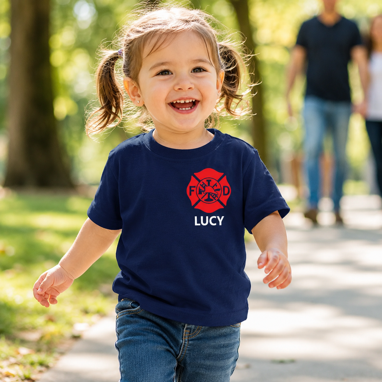 Firefighter Toddler Tshirt with Maltese Cross - Custom Name Front & Optional Back