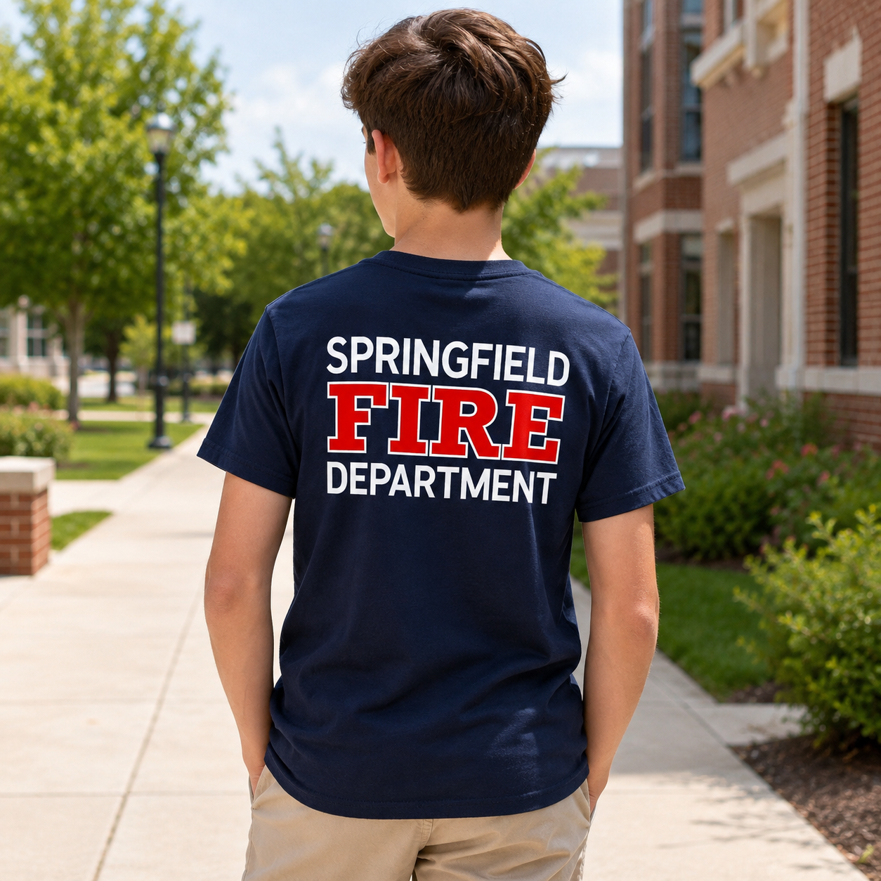 Firefighter Youth Tshirt with Maltese Cross - Custom Name Front & Optional Back