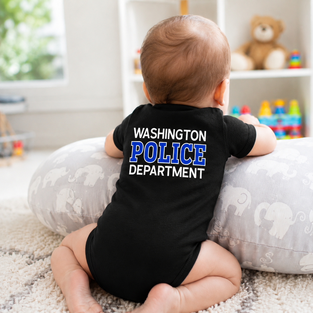 Police Baby Bodysuit with Police & Sheriff Logo - Custom Name Front & Optional Back