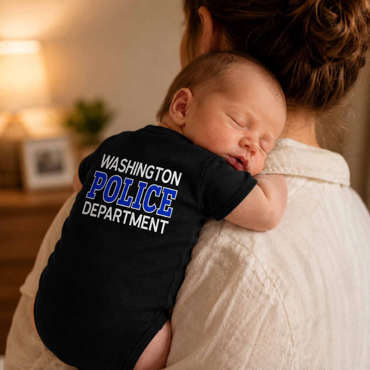 Police Baby Bodysuit with Police & Sheriff Logo - Custom Name Front & Optional Back